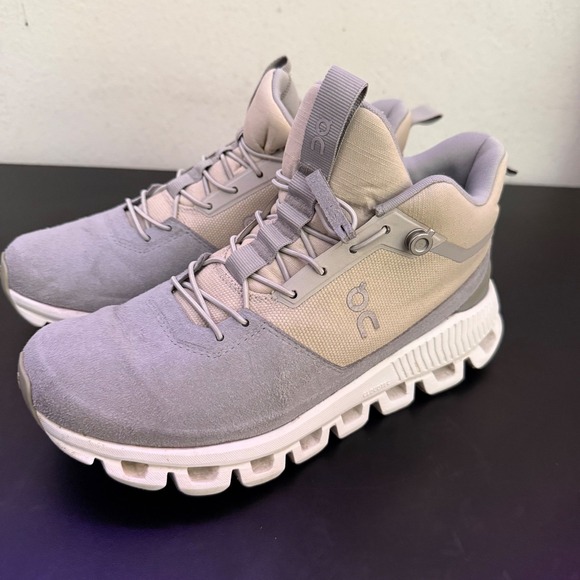 On Cloud Hi Womens Glacier Grey Sneakers Size 7.5 Suede Shoes Running Walking - Picture 3 of 13